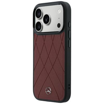 Mercedes Leather Crossed Lines MagSafe case for iPhone 17 Pro Max / 18 Pro Max - burgundy