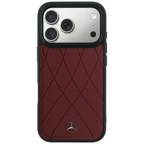 Mercedes Leather Crossed Lines MagSafe case for iPhone 17 Pro Max / 18 Pro Max - burgundy