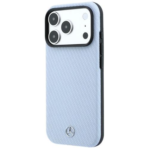 Mercedes Leather Semi Wrap Wood Effect MagSafe Case for iPhone 17 Pro / 18 Pro - Blue