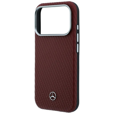 Mercedes Leather Semi Wrap Wood Effect MagSafe case for iPhone 17 Pro Max / 18 Pro Max - burgundy