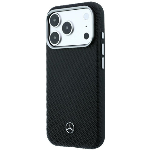 Mercedes Leather Semi Wrap Wood Effect MagSafe Case for iPhone 17 Pro Max / 18 Pro Max - Black