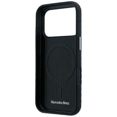 Mercedes Leather Semi Wrap Wood Effect MagSafe Case for iPhone 17 Pro Max / 18 Pro Max - Black