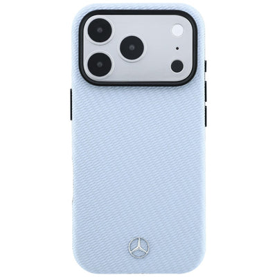 Mercedes Leather Semi Wrap Wood Effect MagSafe Case for iPhone 17 Pro Max / 18 Pro Max - Blue