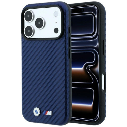 BMW M Carbon Metal Logo MagSafe Case for iPhone 17 Pro / 18 Pro - Navy Blue