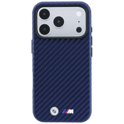 BMW M Carbon Metal Logo MagSafe Case for iPhone 17 Pro / 18 Pro - Navy Blue