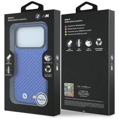 BMW M Carbon Printed Ring MagSafe Case for iPhone 17 Pro / 18 Pro - Blue