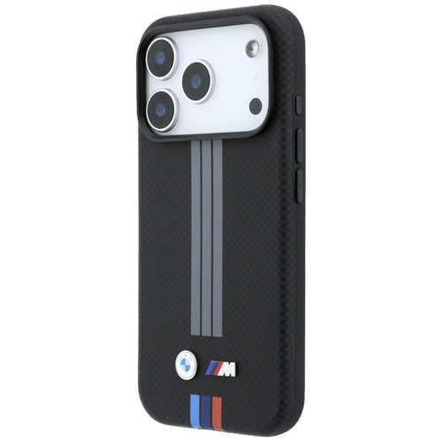 BMW M Quadrille Kevlar Anthracite &amp; Tricolor Print Lines MagSafe Case for iPhone 17 Pro / 18 Pro - Black