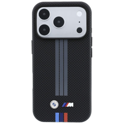BMW M Quadrille Kevlar Anthracite &amp; Tricolor Print Lines MagSafe Case for iPhone 17 Pro / 18 Pro - Black