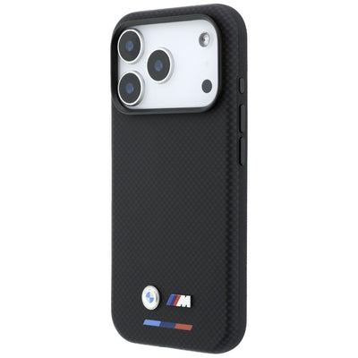 BMW M Quadrille Kevlar Tricolor &amp; Metal Logo MagSafe Case for iPhone 17 Pro / 18 Pro - Black