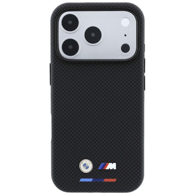 BMW M Quadrille Kevlar Tricolor &amp; Metal Logo MagSafe Case for iPhone 17 Pro / 18 Pro - Black