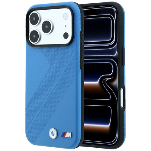 BMW M Tire Track Metal Logo MagSafe Case for iPhone 17 Pro / 18 Pro - Blue