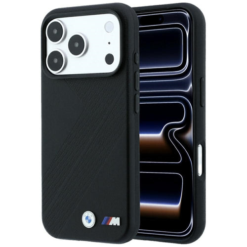 BMW M Tire Track Metal Logo MagSafe Case for iPhone 17 Pro Max / 18 Pro Max - Black