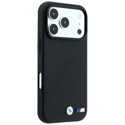 BMW M Tire Track Metal Logo MagSafe Case for iPhone 17 Pro Max / 18 Pro Max - Black