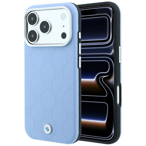 BMW Sign Deboss Quilted Metal Logo MagSafe Case for iPhone 17 Pro / 18 Pro - Blue