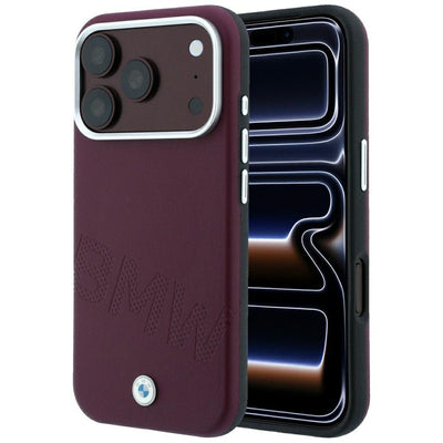 BMW Sign Inclined Deboss Letters MagSafe case for iPhone 17 Pro / 18 Pro - burgundy