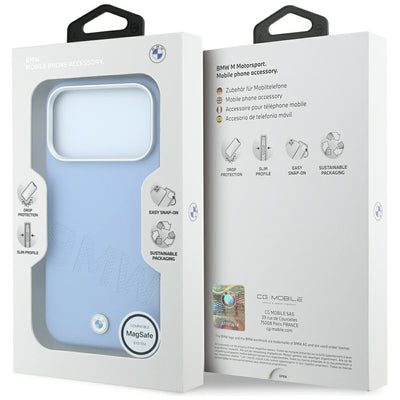 BMW Sign Inclined Deboss Letters MagSafe Case for iPhone 17 Pro / 18 Pro - Blue