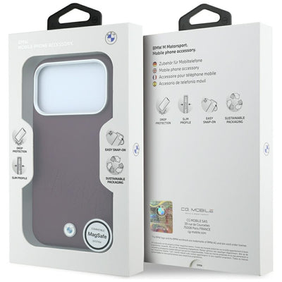 BMW Sign Inclined Deboss Letters MagSafe case for iPhone 17 Pro Max / 18 Pro Max - burgundy