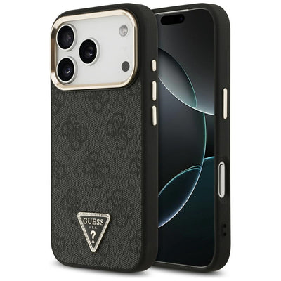 Guess 4G Triangle Logo MagSafe Case for iPhone 17 Pro / 18 Pro - Black and Gold