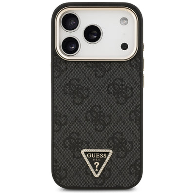 Guess 4G Triangle Logo MagSafe Case for iPhone 17 Pro / 18 Pro - Black and Gold