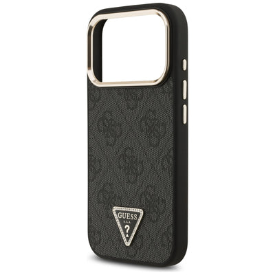 Guess 4G Triangle Logo MagSafe Case for iPhone 17 Pro / 18 Pro - Black and Gold