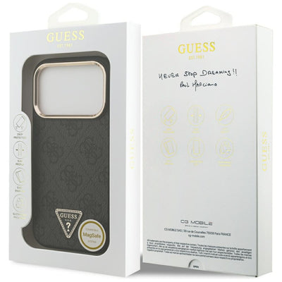 Guess 4G Triangle Logo MagSafe Case for iPhone 17 Pro / 18 Pro - Black and Gold