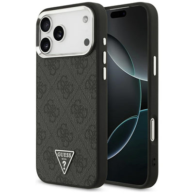 Guess 4G Triangle Logo MagSafe Case for iPhone 17 Pro Max / 18 Pro Max - Black &amp; Silver
