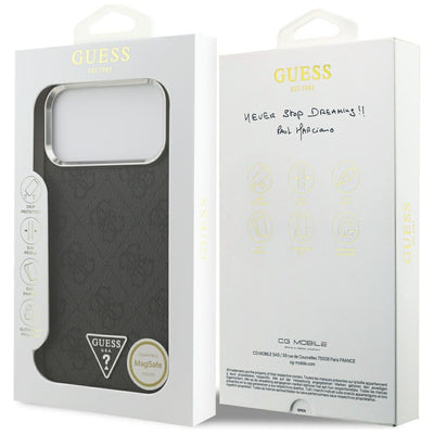 Guess 4G Triangle Logo MagSafe Case for iPhone 17 Pro Max / 18 Pro Max - Black &amp; Silver