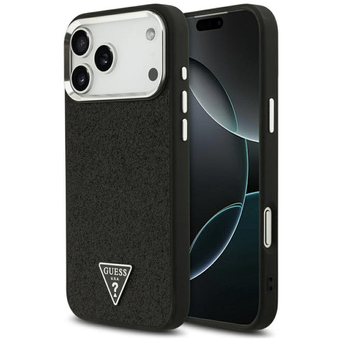 Guess Glitter Triangle Logo MagSafe Case for iPhone 17 Pro Max / 18 Pro Max - Black