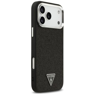 Guess Glitter Triangle Logo MagSafe Case for iPhone 17 Pro Max / 18 Pro Max - Black