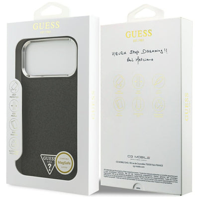 Guess Glitter Triangle Logo MagSafe Case for iPhone 17 Pro Max / 18 Pro Max - Black