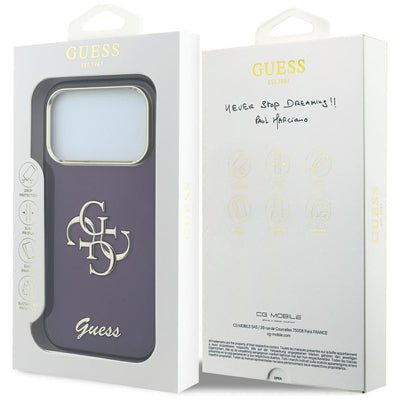 Guess IML 4G Script Metal case for iPhone 17 Pro / 18 Pro - burgundy