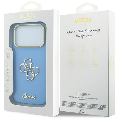 Guess IML 4G Script Metal Case for iPhone 17 Pro / 18 Pro - Light Blue