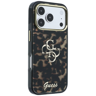 Guess IML 4G Script Metal Case for iPhone 17 Pro Max / 18 Pro Max - Black and Brown