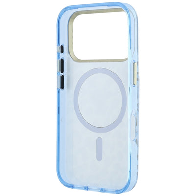 Guess IML Leopard Glitter Triangle Logo MagSafe Case for iPhone 17 Pro / 18 Pro - Blue