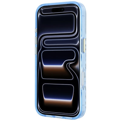 Guess IML Leopard Glitter Triangle Logo MagSafe Case for iPhone 17 Pro Max / 18 Pro Max - Blue