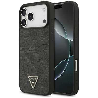 Guess Leather 4G Triangle Strass MagSafe Case for iPhone 17 Pro Max / 18 Pro Max - Black
