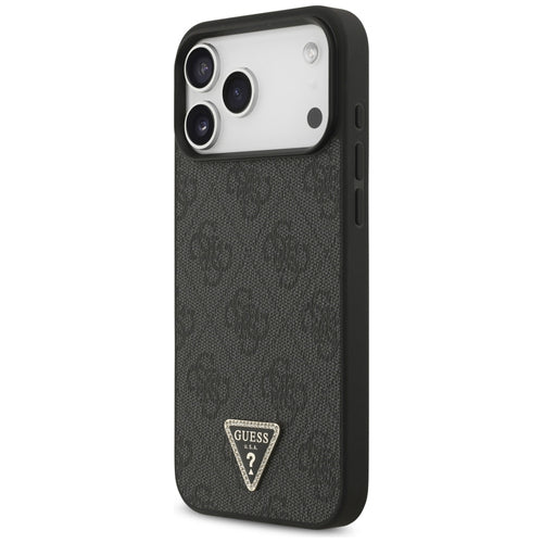 Guess Leather 4G Triangle Strass MagSafe Case for iPhone 17 Pro Max / 18 Pro Max - Black