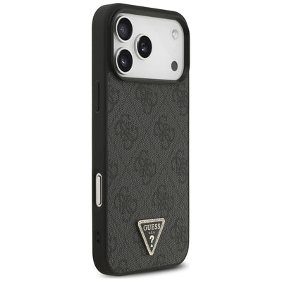 Guess Leather 4G Triangle Strass MagSafe Case for iPhone 17 Pro Max / 18 Pro Max - Black
