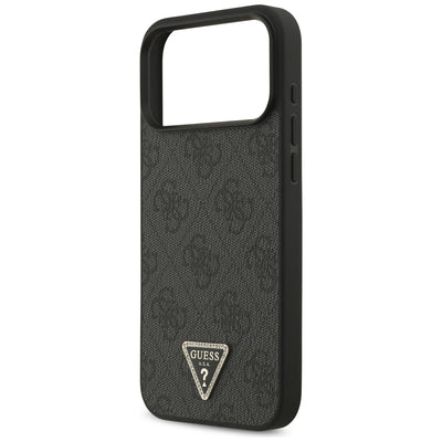 Guess Leather 4G Triangle Strass MagSafe Case for iPhone 17 Pro Max / 18 Pro Max - Black