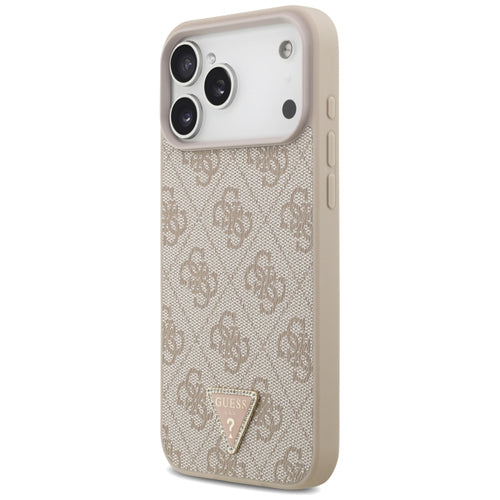 Guess Leather 4G Triangle Strass MagSafe Case for iPhone 17 Pro Max / 18 Pro Max - Pink