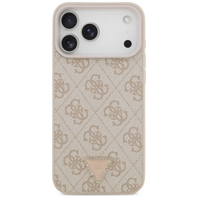 Guess Leather 4G Triangle Strass MagSafe Case for iPhone 17 Pro Max / 18 Pro Max - Pink