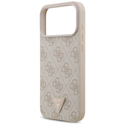 Guess Leather 4G Triangle Strass MagSafe Case for iPhone 17 Pro Max / 18 Pro Max - Pink