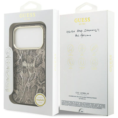 Guess Python Pattern MagSafe Case for iPhone 17 Pro / 18 Pro - Brown
