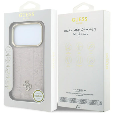 Guess Stripe Peony 4G Logo MagSafe Case for iPhone 17 Pro Max / 18 Pro Max - Pink
