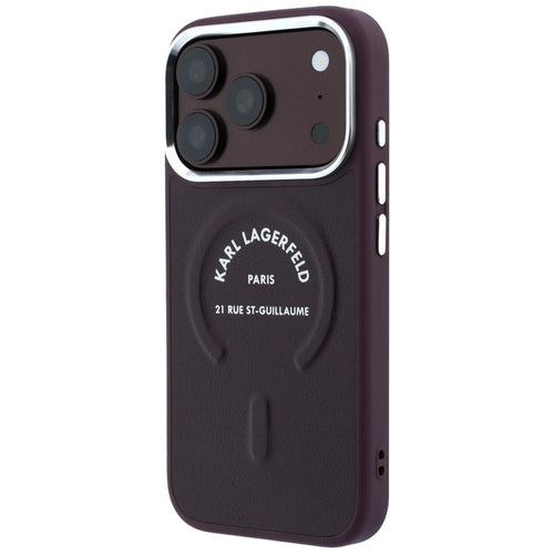 Karl Lagerfeld Embossed Open Ring RSG Logo MagSafe Case for iPhone 17 Pro / 18 Pro - Burgundy
