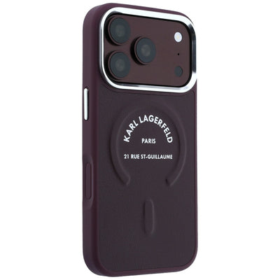 Karl Lagerfeld Embossed Open Ring RSG Logo MagSafe Case for iPhone 17 Pro / 18 Pro - Burgundy