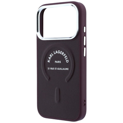 Karl Lagerfeld Embossed Open Ring RSG Logo MagSafe Case for iPhone 17 Pro / 18 Pro - Burgundy