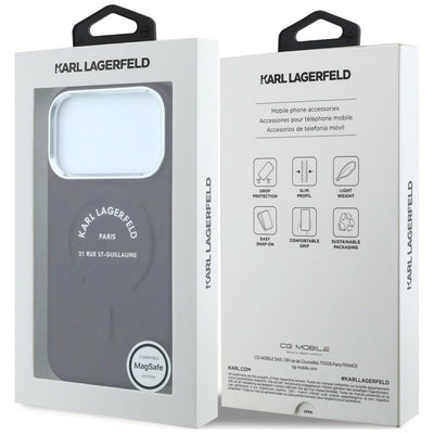 Karl Lagerfeld Embossed Open Ring RSG Logo MagSafe Case for iPhone 17 Pro / 18 Pro - Burgundy