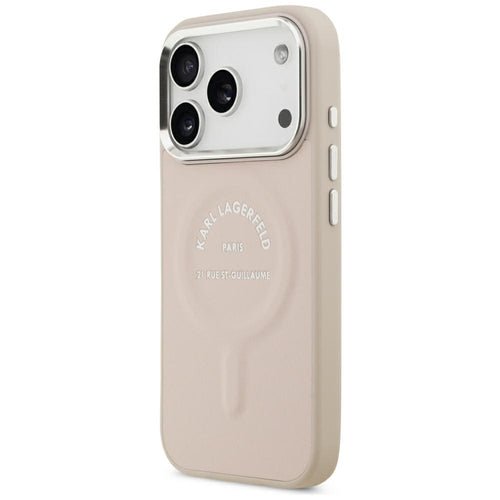 Karl Lagerfeld Embossed Open Ring RSG Logo MagSafe Case for iPhone 17 Pro / 18 Pro - Pink