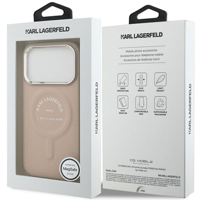 Karl Lagerfeld Embossed Open Ring RSG Logo MagSafe Case for iPhone 17 Pro / 18 Pro - Pink